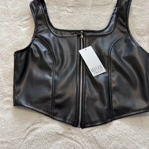 Refuge Black Faux Leather Crop Top
